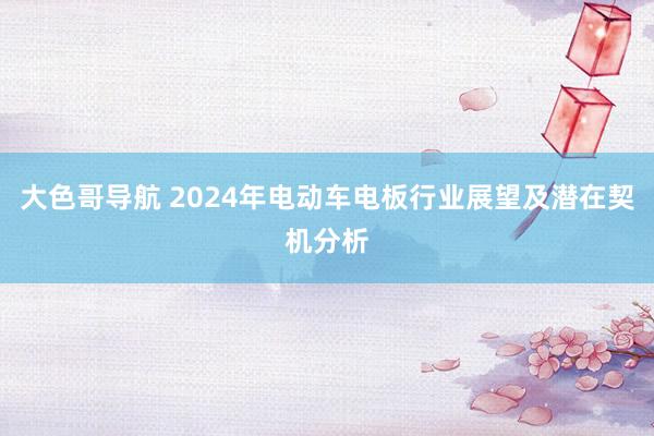 大色哥导航 2024年电动车电板行业展望及潜在契机分析