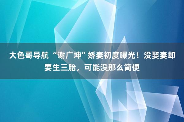 大色哥导航 “谢广坤”娇妻初度曝光！没娶妻却要生三胎，可能没那么简便