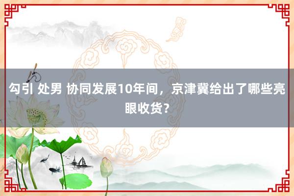 勾引 处男 协同发展10年间，京津冀给出了哪些亮眼收货？