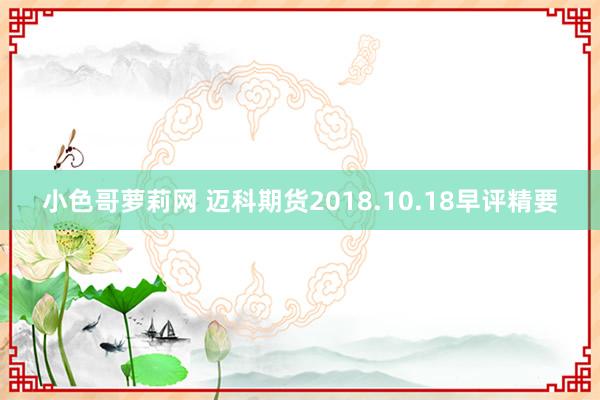 小色哥萝莉网 迈科期货2018.10.18早评精要