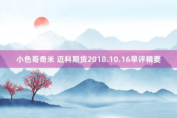 小色哥奇米 迈科期货2018.10.16早评精要