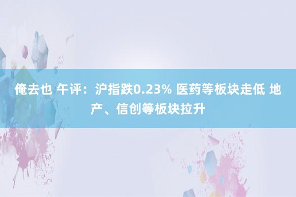 俺去也 午评：沪指跌0.23% 医药等板块走低 地产、信创等板块拉升