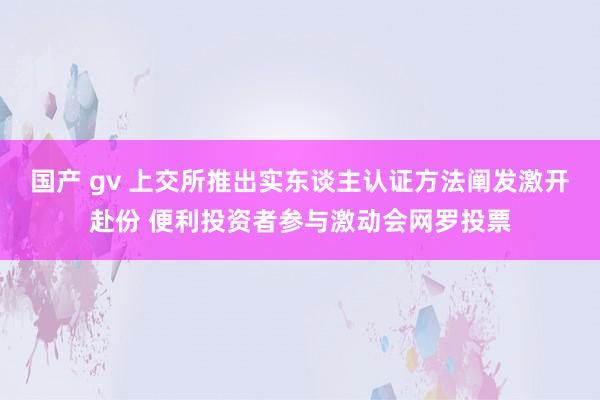 国产 gv 上交所推出实东谈主认证方法阐发激开赴份 便利投资者参与激动会网罗投票