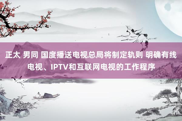 正太 男同 国度播送电视总局将制定轨则 明确有线电视、IPTV和互联网电视的工作程序