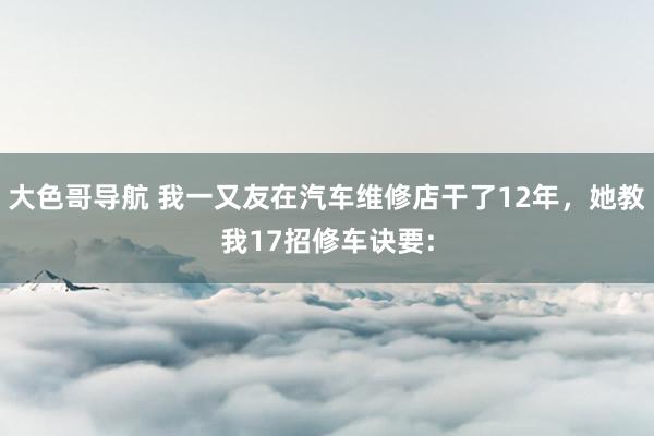 大色哥导航 我一又友在汽车维修店干了12年，她教我17招修车诀要: