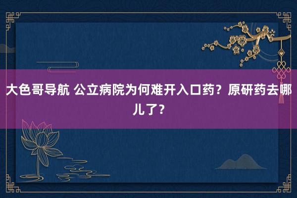 大色哥导航 公立病院为何难开入口药？原研药去哪儿了？