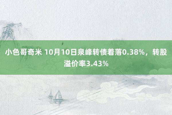 小色哥奇米 10月10日泉峰转债着落0.38%，转股溢价率3.43%