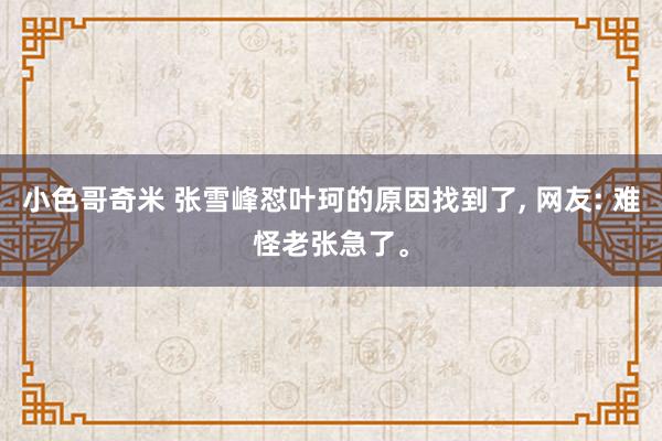 小色哥奇米 张雪峰怼叶珂的原因找到了， 网友: 难怪老张急了。