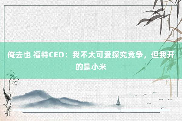 俺去也 福特CEO：我不太可爱探究竞争，但我开的是小米