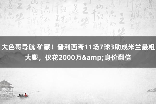 大色哥导航 矿藏！普利西奇11场7球3助成米兰最粗大腿，仅花2000万&身价翻倍