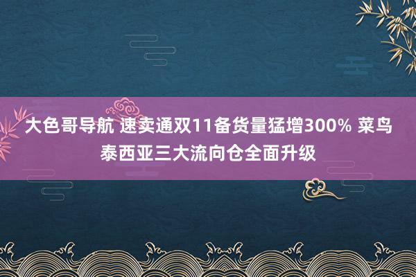 大色哥导航 速卖通双11备货量猛增300% 菜鸟泰西亚三大流向仓全面升级