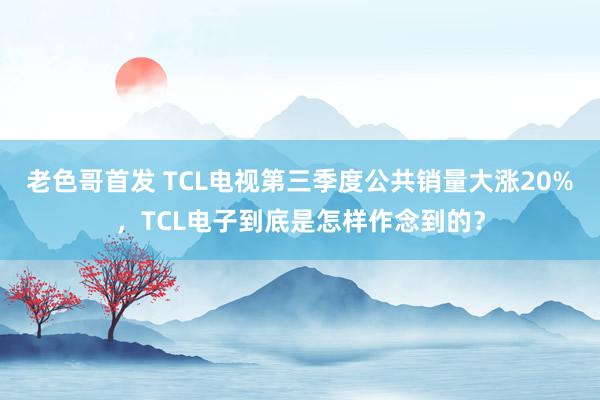 老色哥首发 TCL电视第三季度公共销量大涨20%，TCL电子到底是怎样作念到的？