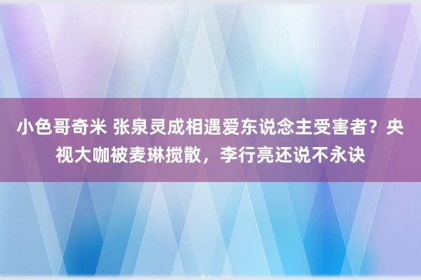 小色哥奇米 张泉灵成相遇爱东说念主受害者？央视大咖被麦琳搅散，李行亮还说不永诀