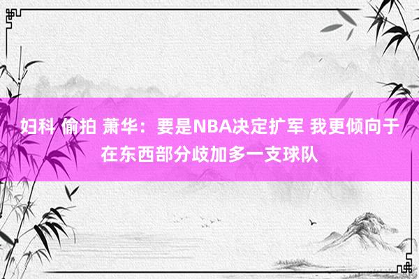 妇科 偷拍 萧华：要是NBA决定扩军 我更倾向于在东西部分歧加多一支球队