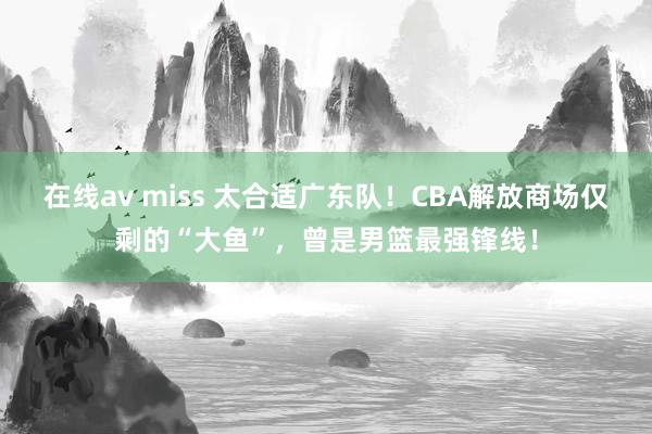 在线av miss 太合适广东队！CBA解放商场仅剩的“大鱼”，曾是男篮最强锋线！