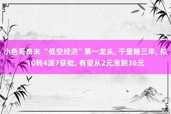 小色哥奇米 “低空经济”第一龙头， 千里睡三年， 拟10转4派7获批， 有望从2元涨到36元