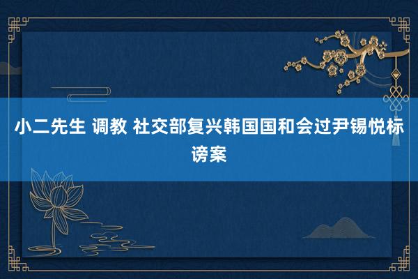 小二先生 调教 社交部复兴韩国国和会过尹锡悦标谤案