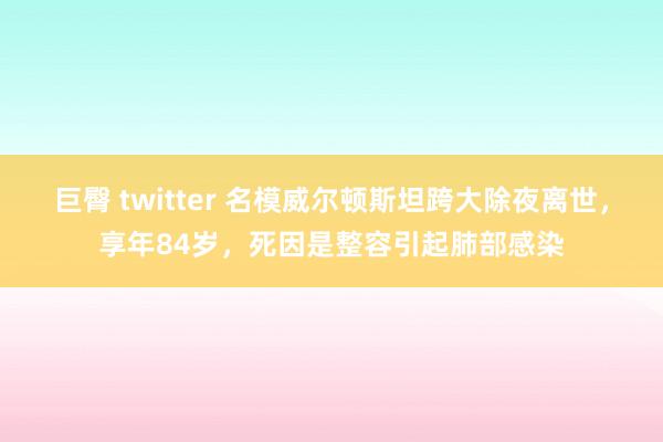 巨臀 twitter 名模威尔顿斯坦跨大除夜离世，享年84岁，死因是整容引起肺部感染