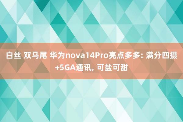 白丝 双马尾 华为nova14Pro亮点多多: 满分四摄+5GA通讯， 可盐可甜