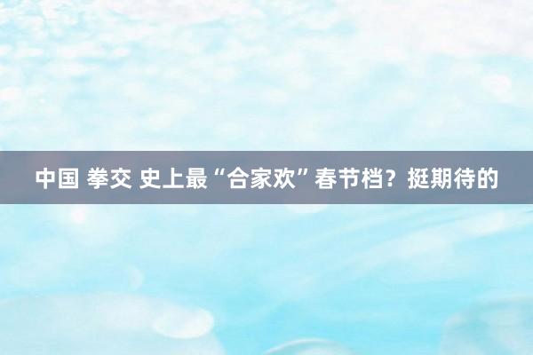 中国 拳交 史上最“合家欢”春节档？挺期待的