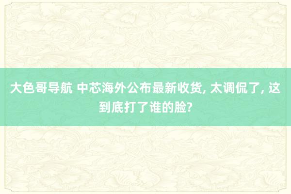 大色哥导航 中芯海外公布最新收货， 太调侃了， 这到底打了谁的脸?