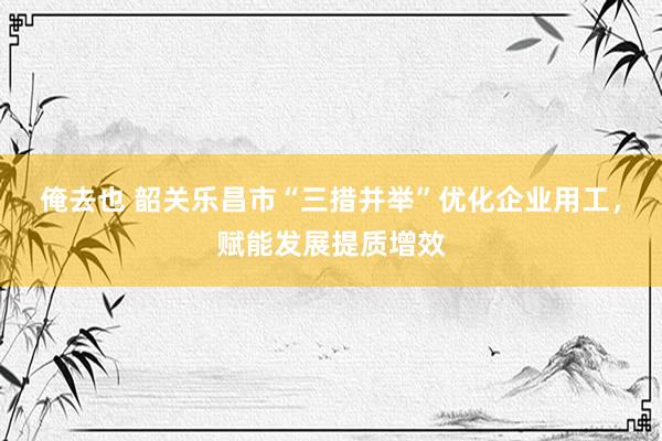 俺去也 韶关乐昌市“三措并举”优化企业用工，赋能发展提质增效