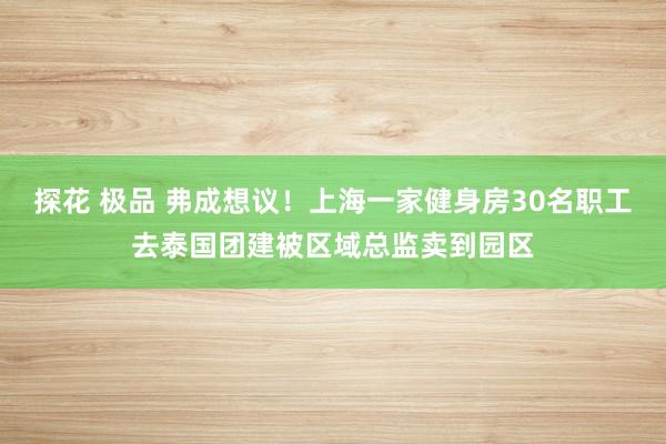 探花 极品 弗成想议！上海一家健身房30名职工去泰国团建被区域总监卖到园区