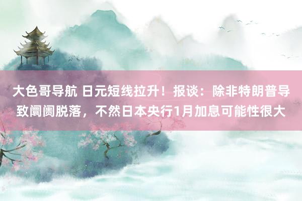 大色哥导航 日元短线拉升！报谈：除非特朗普导致阛阓脱落，不然日本央行1月加息可能性很大