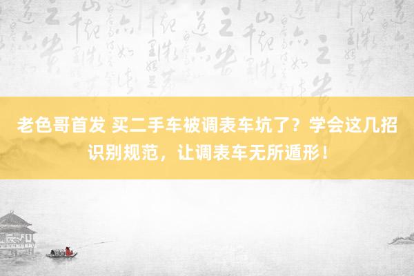 老色哥首发 买二手车被调表车坑了？学会这几招识别规范，让调表车无所遁形！